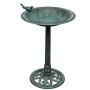 Grünes VidaXL Vogelbad mit Deko-Vogel für den Garten oder Balkon.