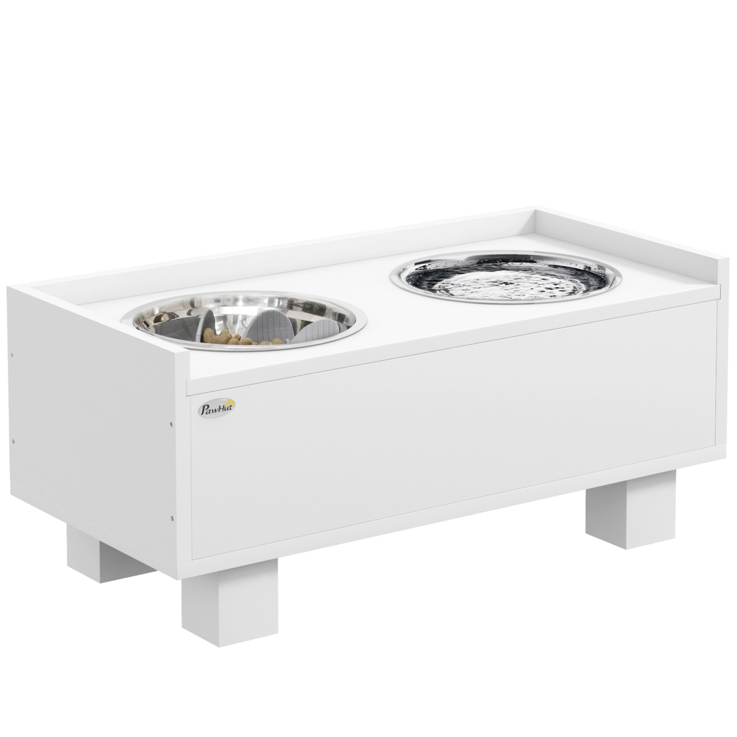 PawHut Hundenapf Höhenverstellbar MDF Stahl Weiß 50L x 24B x 22H cm