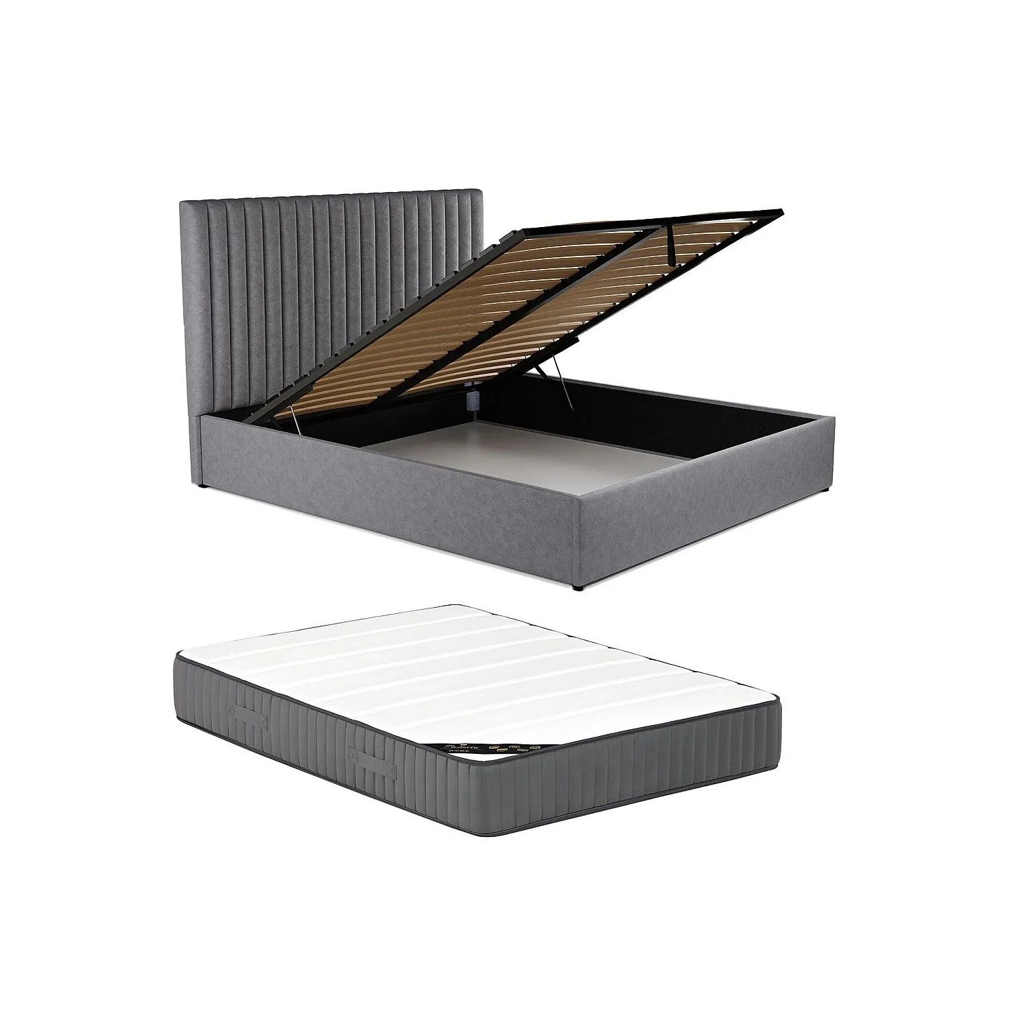 Vente-unique Bett Mit Bettkasten Sarah Grau 170 cm