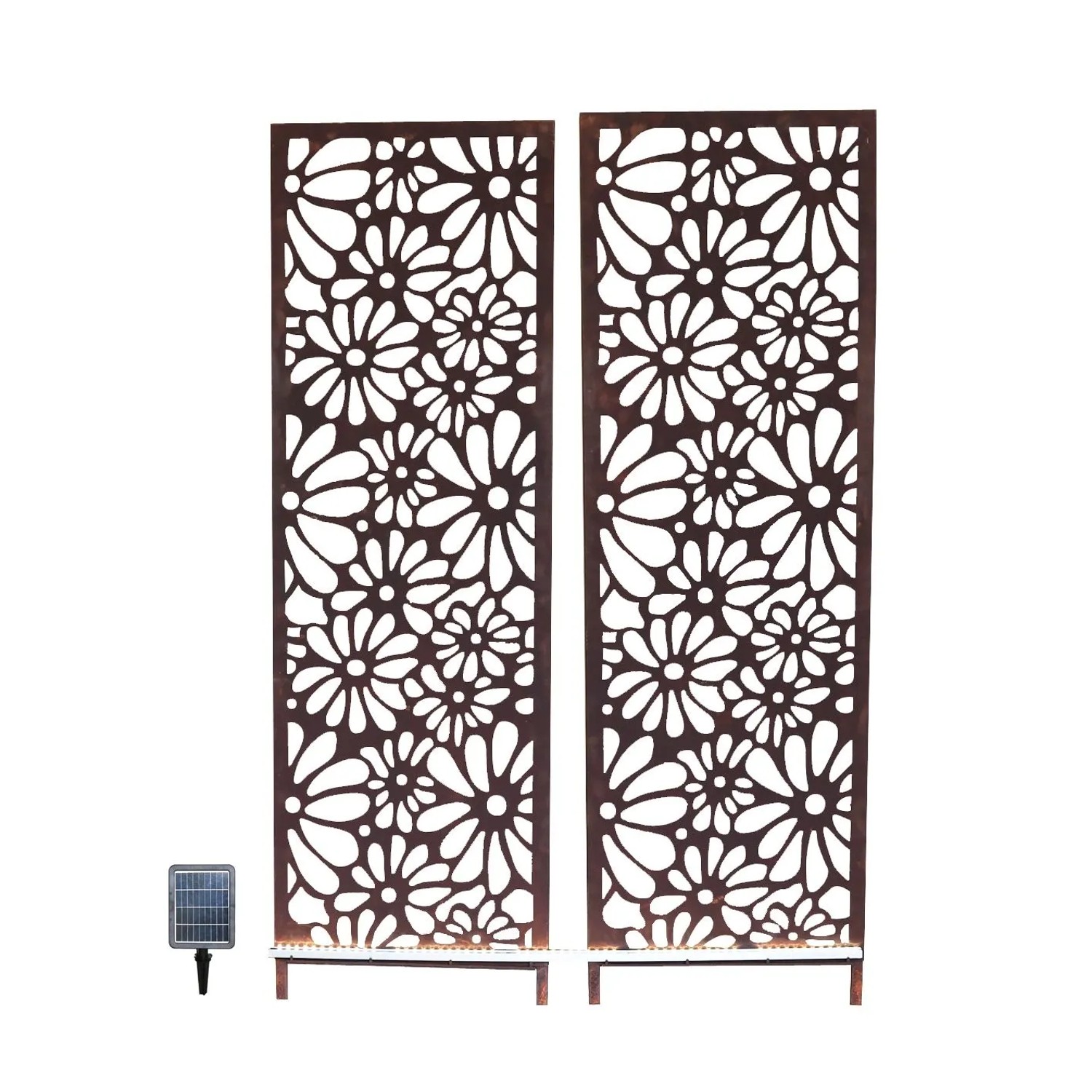 DELUKE Gartenaufsteller VARNA Mit LED Stahl Rostfarben 170x2x50cm Gartendeko Outdoor Aufsteller