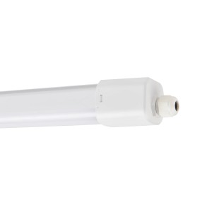 Weiße Eglo LED-Feuchtraumleuchte Slim mit Sensor, 110,5 cm, Detailansicht.