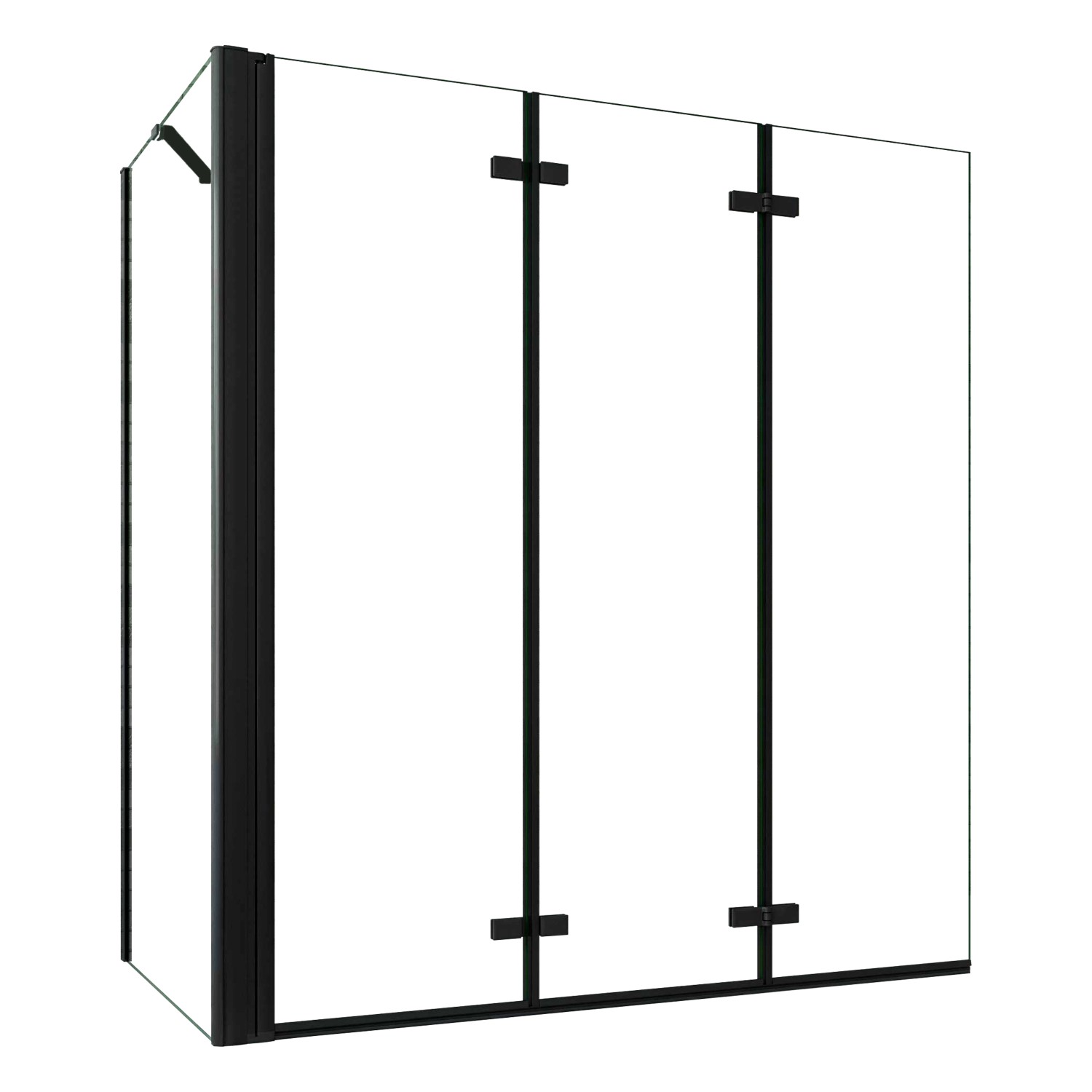 AICA 130x140cm Schwarz Badewanneaufsatz 3-tlg. Faltwand Duschwand mit 75cm günstig online kaufen