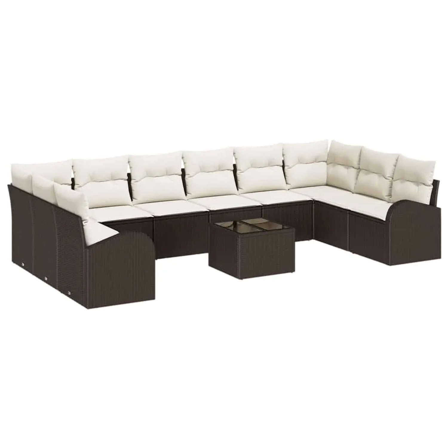 vidaXL Sofa Set mit Kissen 11-Tlg Braun und Creme Poly-Rattan 3354897 günstig online kaufen