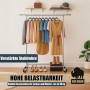 BigDean Kleiderständer auf Rollen mit ausziehbarer Stange und Ablage für Ordnungssysteme im Garten.