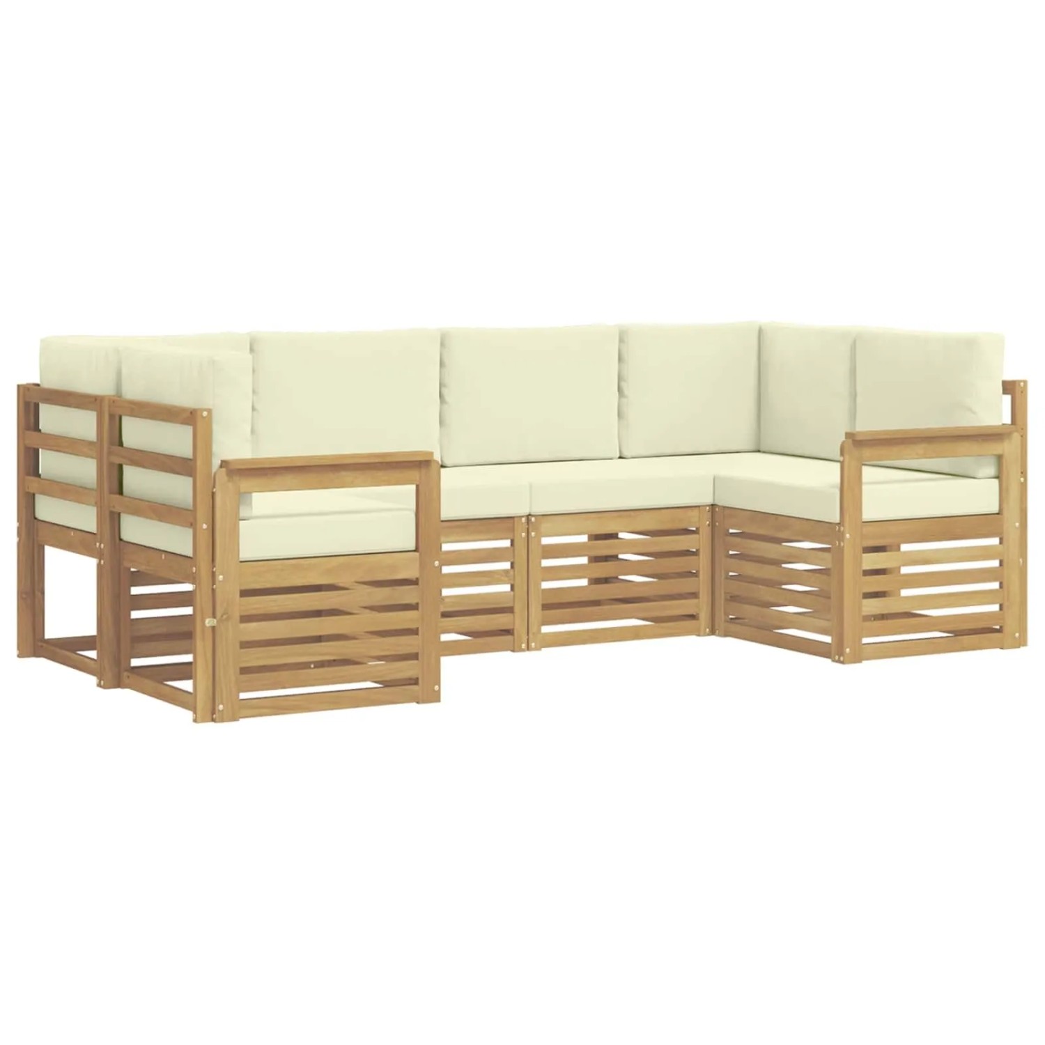 vidaXL Outdoor-Sofagarnitur 5-Tlg Weiß und Creme 245 x 128,5 x 73 cm 3392380