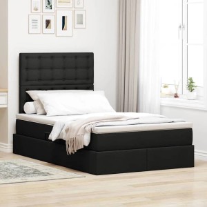 vidaXL Bett mit LED-Lichtleisten Schwarz 120 x 200 cm Stoff 3372536