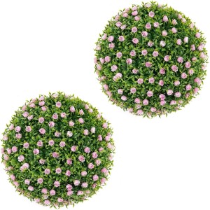 Costway 2er Kunstpflanze Eukalyptus für Haus Garten Rosa 37 cm