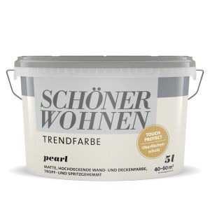 Eimer Schöner Wohnen Trendfarbe Pearl, matte Wandfarbe für Innenräume, 5 Liter.