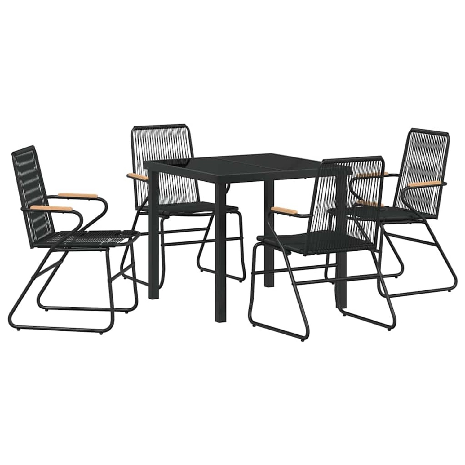 vidaXL Garten Essgruppe 5-Tlg Schwarz PVC-Rattan 3379171 günstig online kaufen