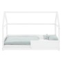 Weißes Homestyle4u Kinderbett Hausbett 90x200 mit Rausfallschutz und Lattenrost.