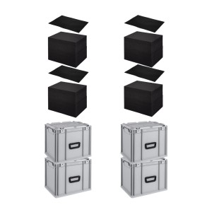 SuperSparSet: 4 Euroboxen NextGen Portable mit Rasterschaumstoff und Einlage, 30 Liter.