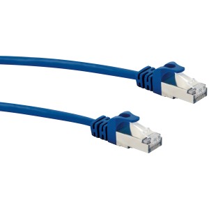 Blaues Schwaiger CAT 8 Netzwerkkabel, 2 m, mit RJ45 Stecker für Netzwerktechnik.
