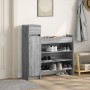 Grauer vidaXL Schuhschrank Sonoma mit Schublade, Fächern und Ablagen für ca. 10 Paar Schuhe.