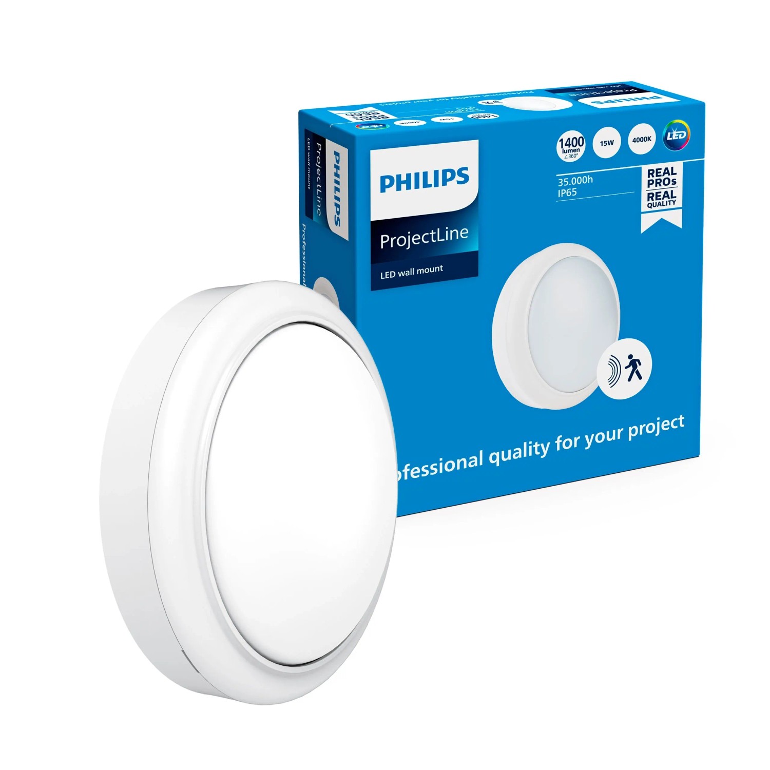 Philips Wandleuchte Projectline rund 15W 1400,m 4000 K IP65 Sensor