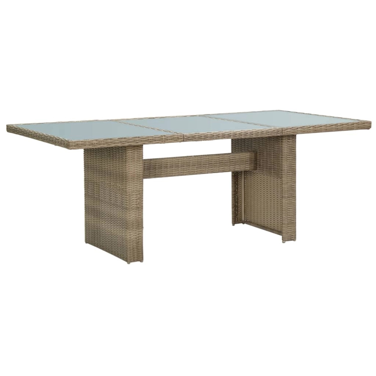 vidaXL Garten-Esstisch Braun 200x100x74 cm Glas und Poly Rattan 310142