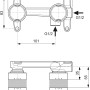 Technische Zeichnung Ideal Standard Unterputz-Bausatz 1 für Wand-Waschtischarmatur mit Maßangaben.