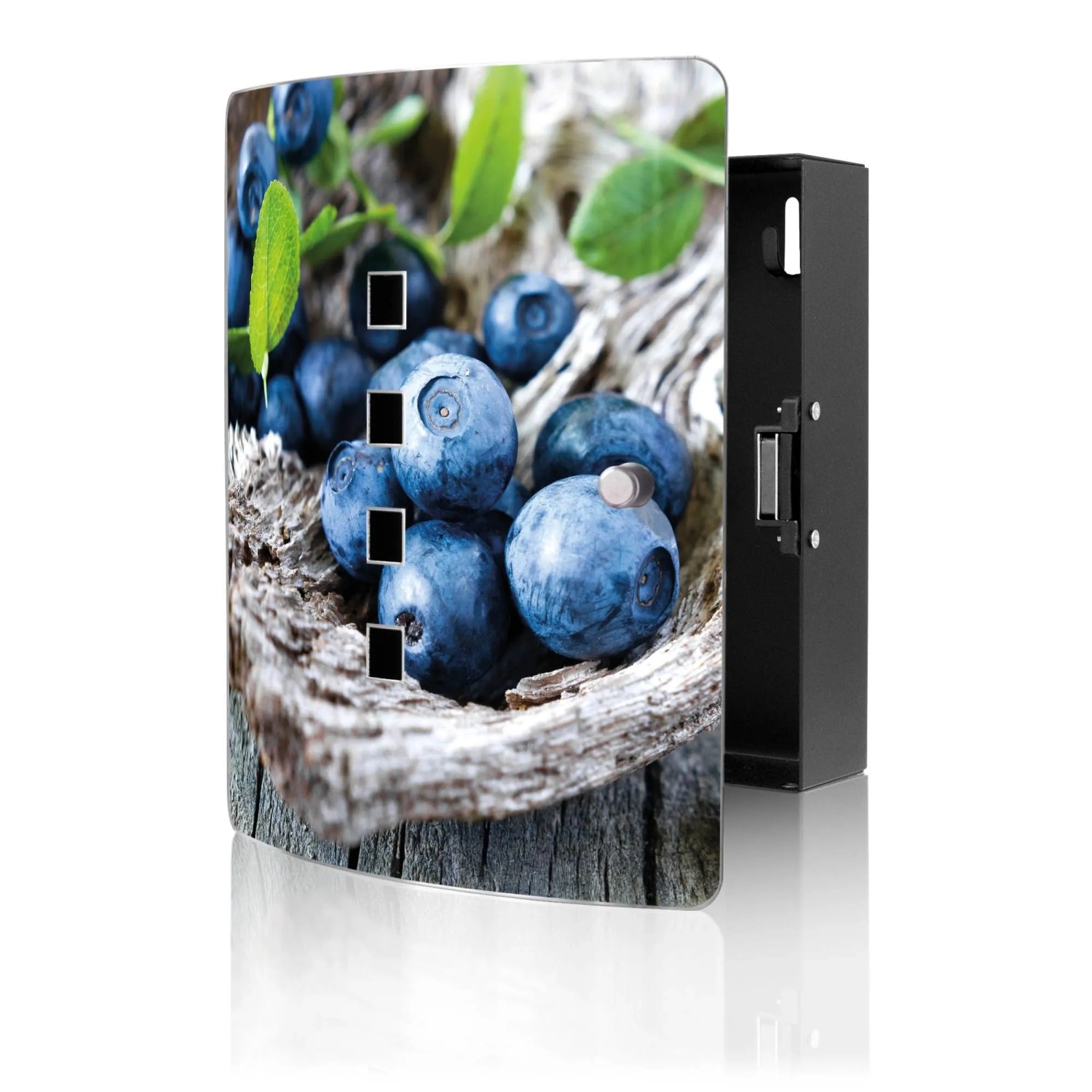 Banjado Design Schlüsselkasten Aus Edelstahl Für 10 Schlüssel 24x21,5x7cm Mit Magnetverschluss Motiv Blaubeeren
