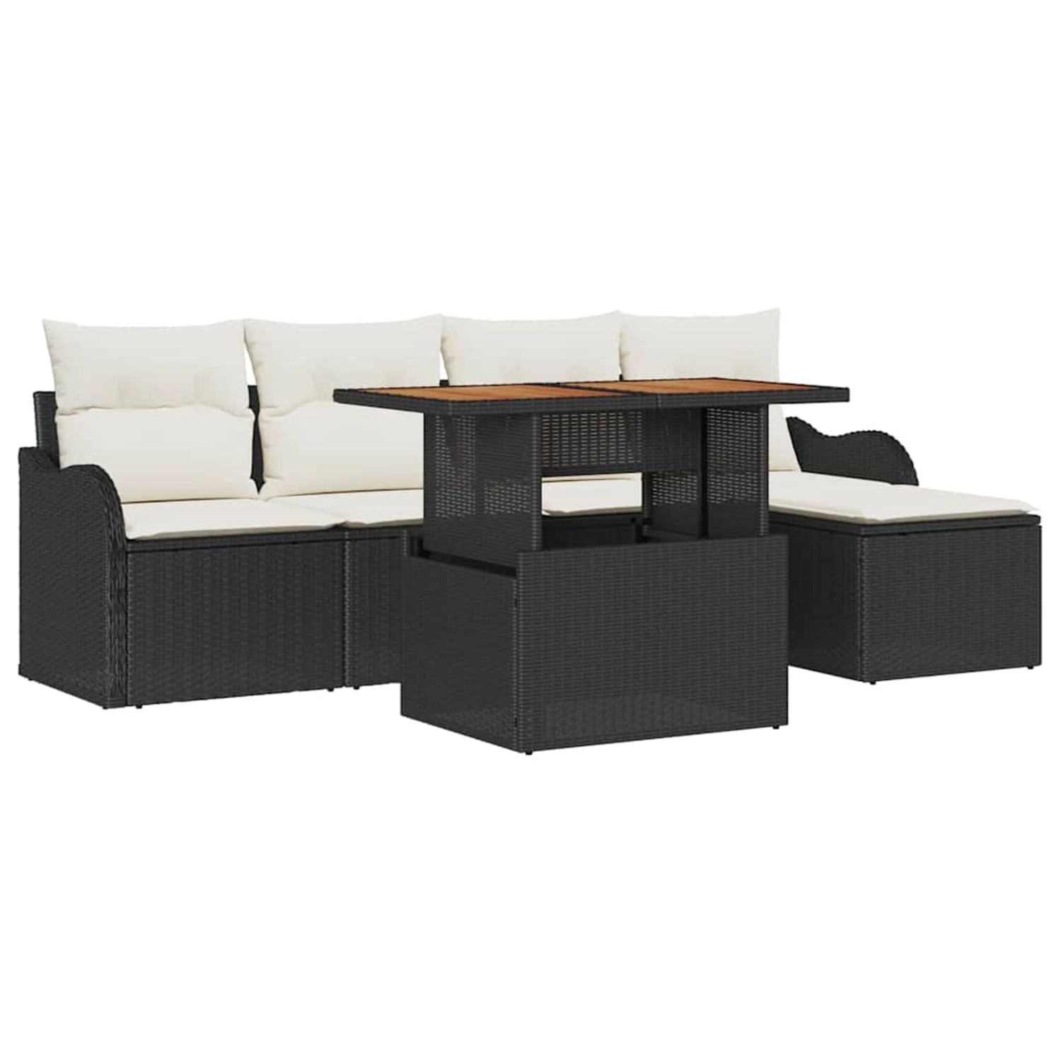 vidaXL Garten-Sofa-Set mit Speicher 6-Tlg Schwarz Poly Rattan 3358182 günstig online kaufen
