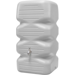 Garantia Gartentank Cubus 340 l in Betongrau mit Wasserhahn für die Gartenbewässerung.