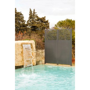 Eleo Sichtschutz Rienza aus Metall in Anthrazit mit Rautenmuster, Gartenzaun für Privatsphäre.