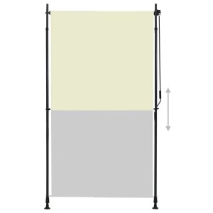 vidaXL Außenrollo, 120x270 cm, Creme, mit Handkurbel und verstellbaren Pfosten für Balkon & Terrasse.