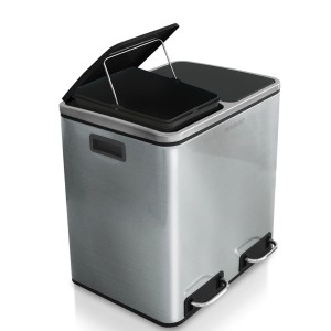 Karat Mülleimer Felix, Edelstahl, 2x15L, mit Trennsystem und Pedal.