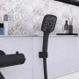 Schwarze, matte Schütte Handbrause Ravenna mit drei Strahlarten und Antikalk-Noppen.