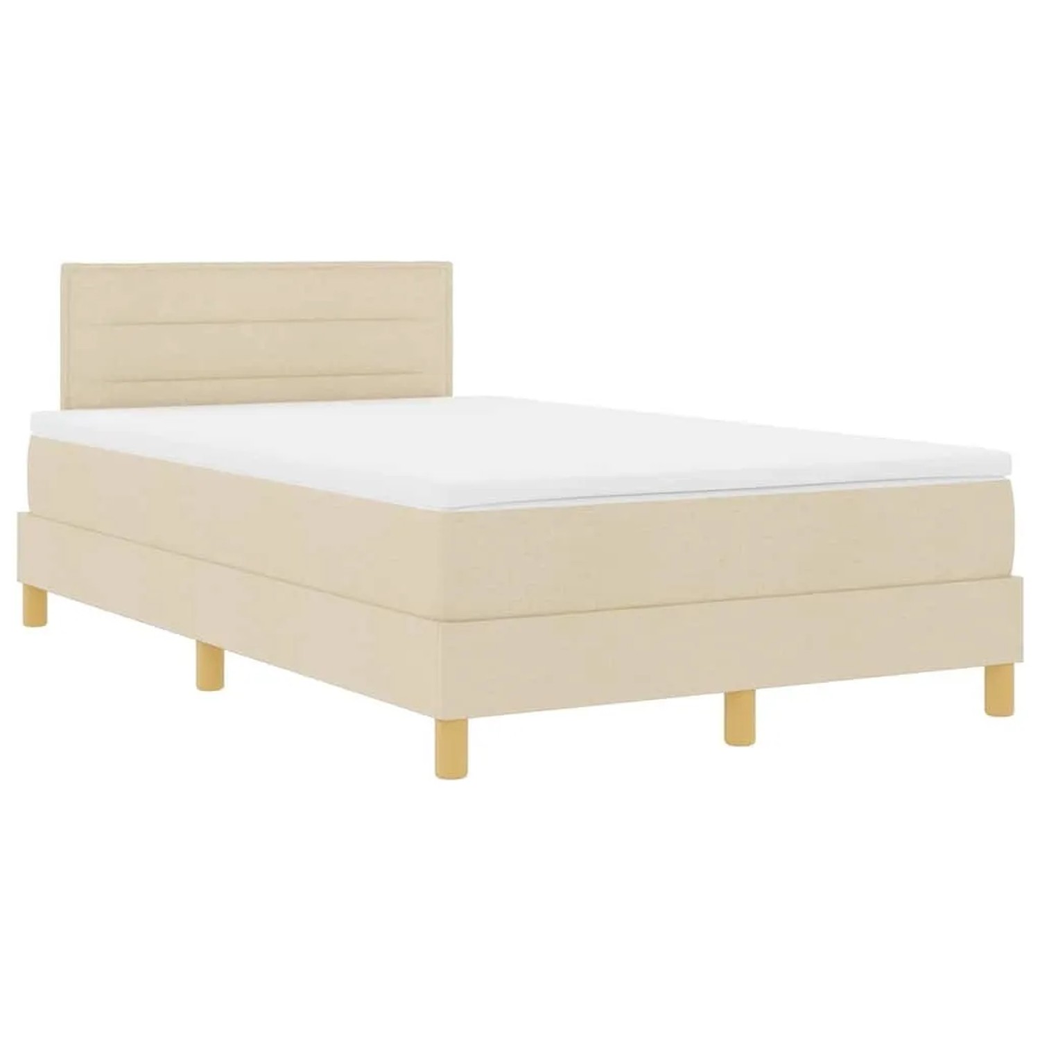 vidaXL LED Boxspringbett mit Matratze Creme 120 x 190 cm Stoff 3342350