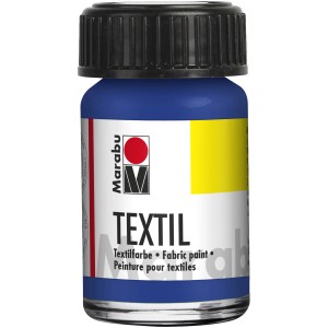 Marabu Textilfarbe Dunkelblau, 15ml Flasche für helle Stoffe.