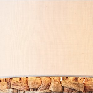 Detailansicht: Brilliant Pendelleuchte Waterlilly, schwarz/natur, mit Textil- und Wasserhyazinthe-Schirm.