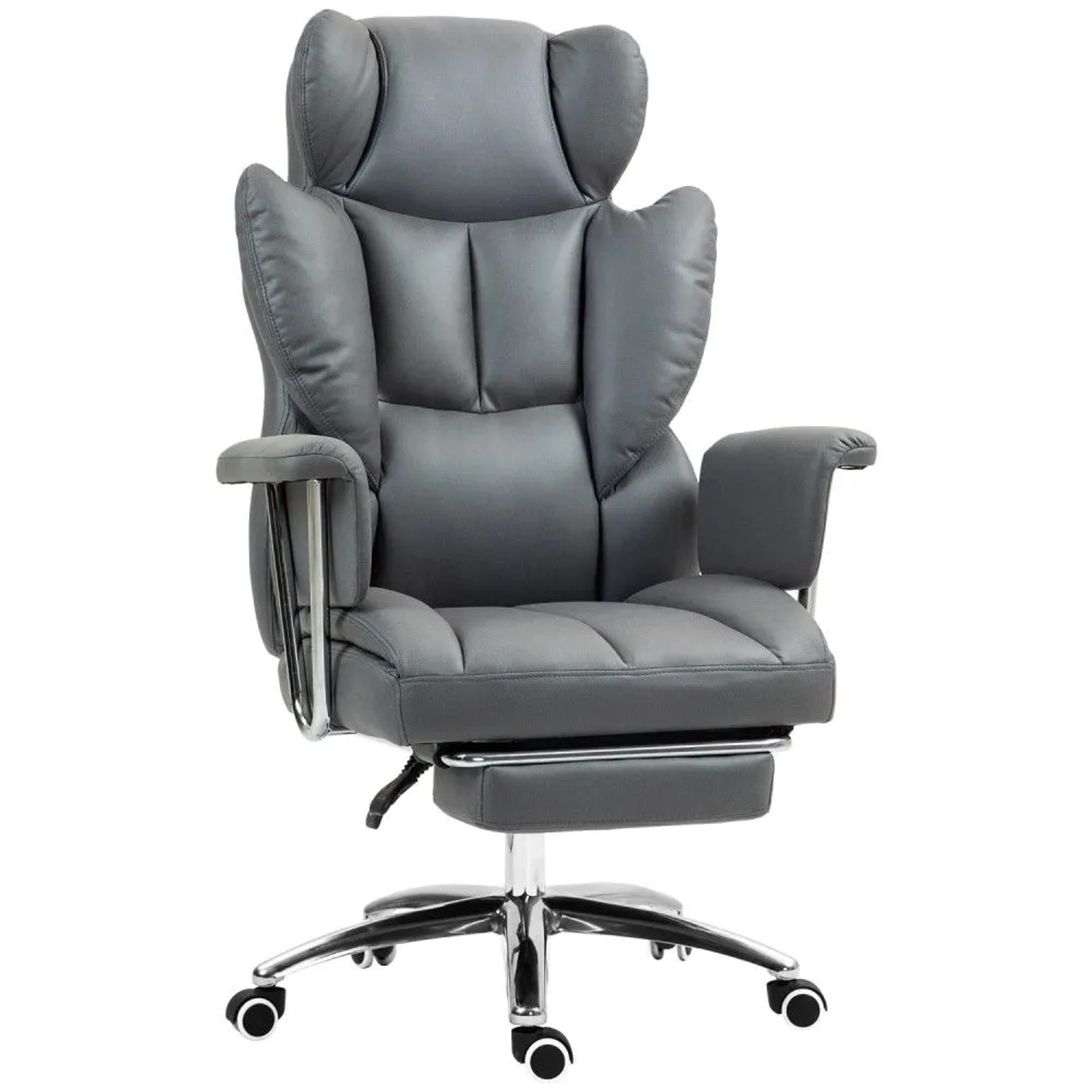HOMCOM Bürostuhl Mikrofaserstoff Schaumstoff Dunkelgrau 74L x 65B x 120-128H cm