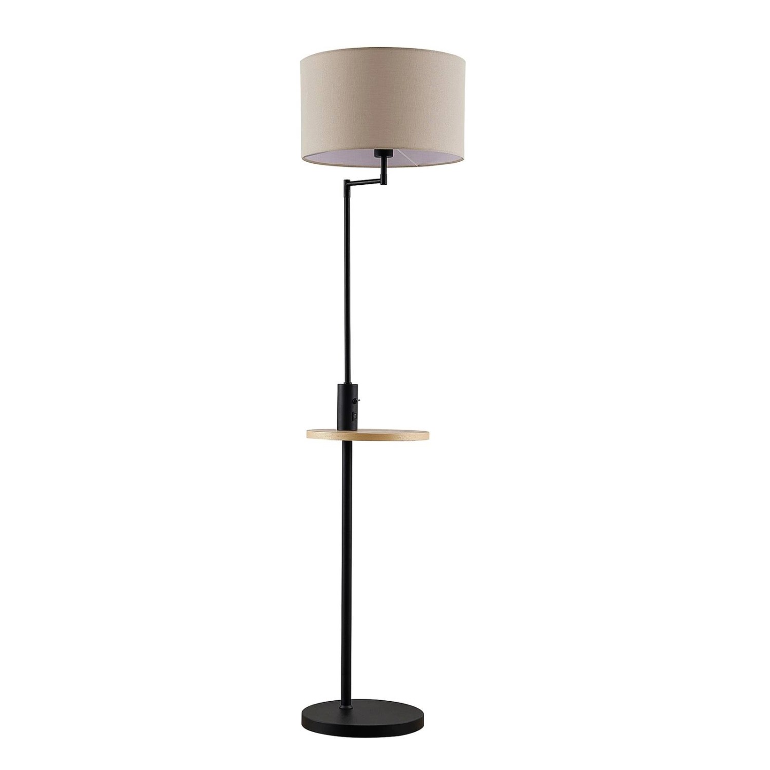 Lindby Stehlampe Zinia 8032316mit USB Anschluss Modern in Schwarz aus Metall 1-flammig E27 Wohnzimmerleuchte