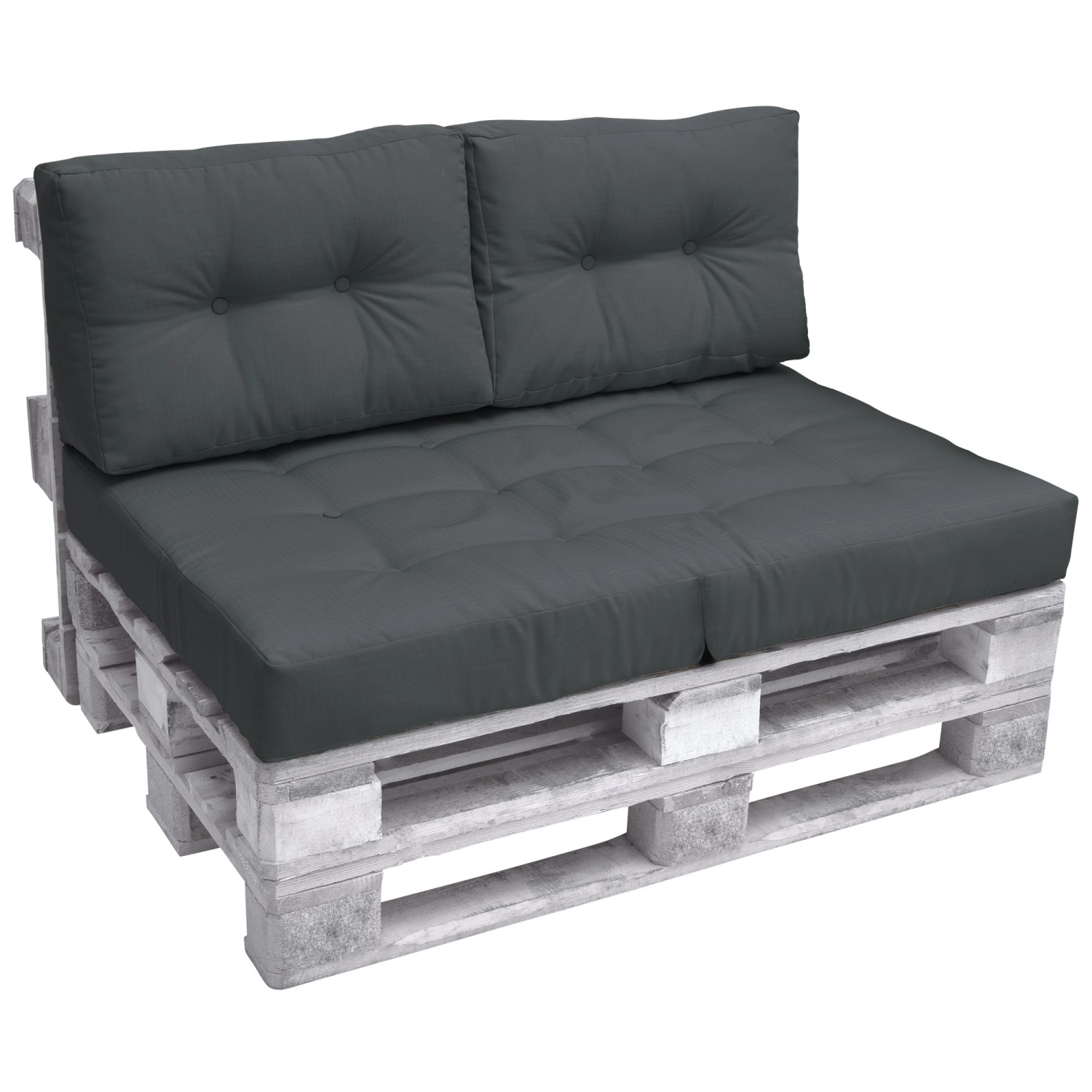 Beautissu ECO Elements Palettenkissen Sitz + Rücken Graphitgrau 2tlg günstig online kaufen