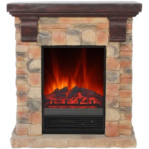 EL Fuego Elektrokamin Kitzbühel in Steinoptik mit Flammeneffekt und Heizung.