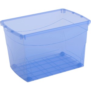 Blaue Aufbewahrungsbox Home XL mit Rollen, stapelbar und vielseitig.