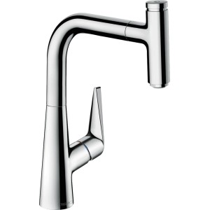 Hansgrohe Einhebel-Küchenmischer M5115-H220 Chrom mit Ausziehauslauf.