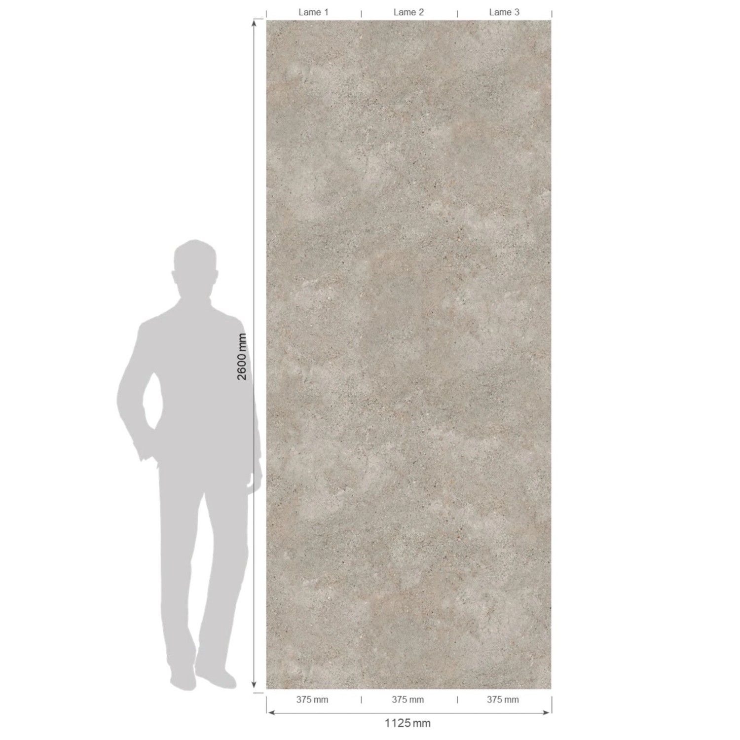 Grosfillex Wandpaneel Element 3D Optik Grigo Matt, 260x37,5cm, Dekor-Paneel mit Betonoptik.