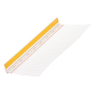 Weiße Protektor Anputzleiste mit Gewebe und Schutzlippe für Putzarbeiten.