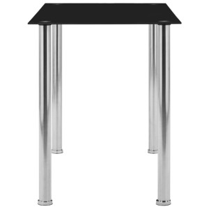 Schwarzer vidaXL Esstisch mit Hartglasplatte und Edelstahlbeinen, 120x60x75 cm.