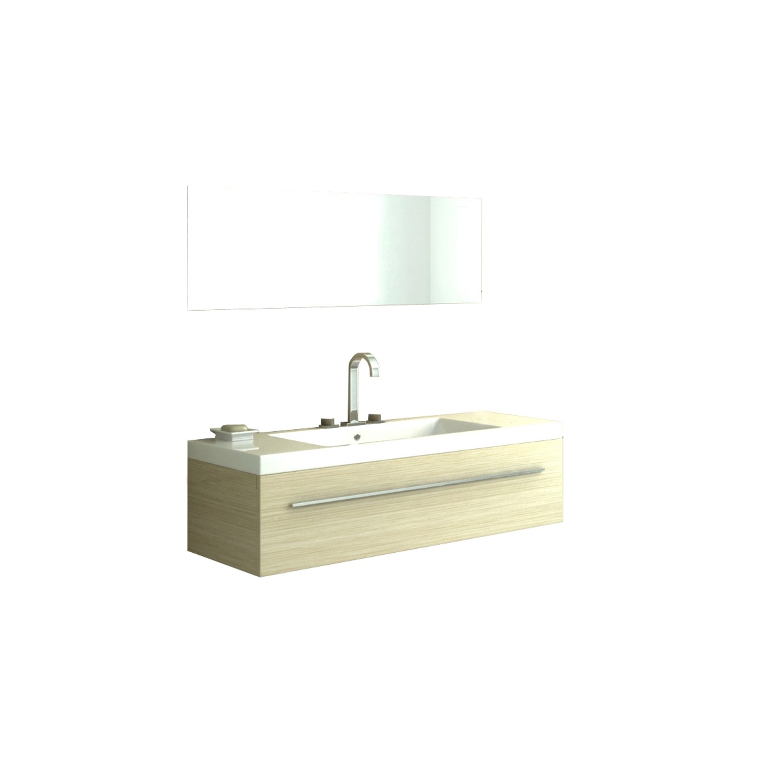 Jet-Line Badset Bern Holzoptik Hell 120cm mit Spiegel und Wasserhahn günstig online kaufen
