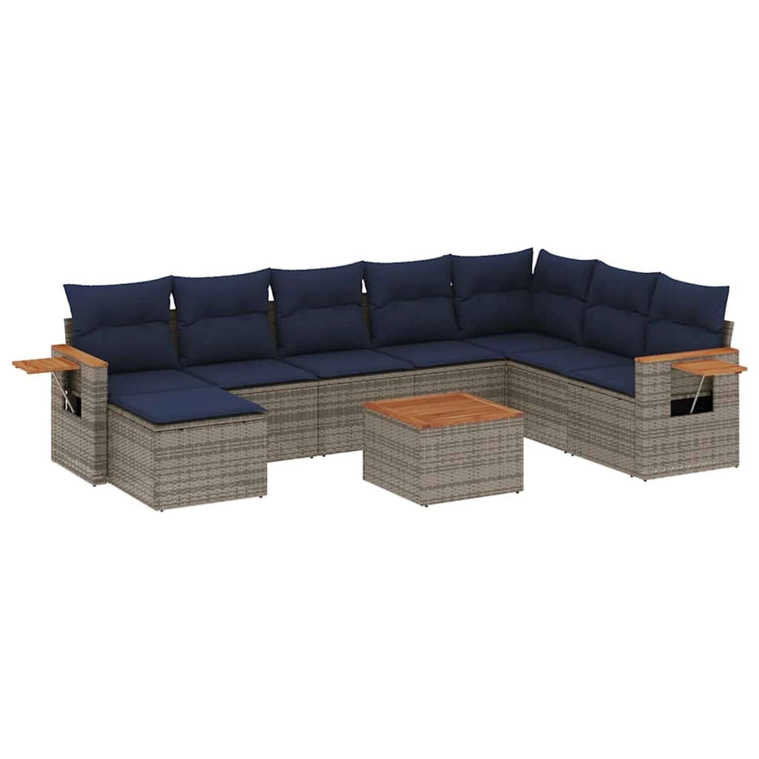 vidaXL 9-Tlg Garten-Sofagarnitur mit Kissen Grau Poly Rattan 3227097 günstig online kaufen