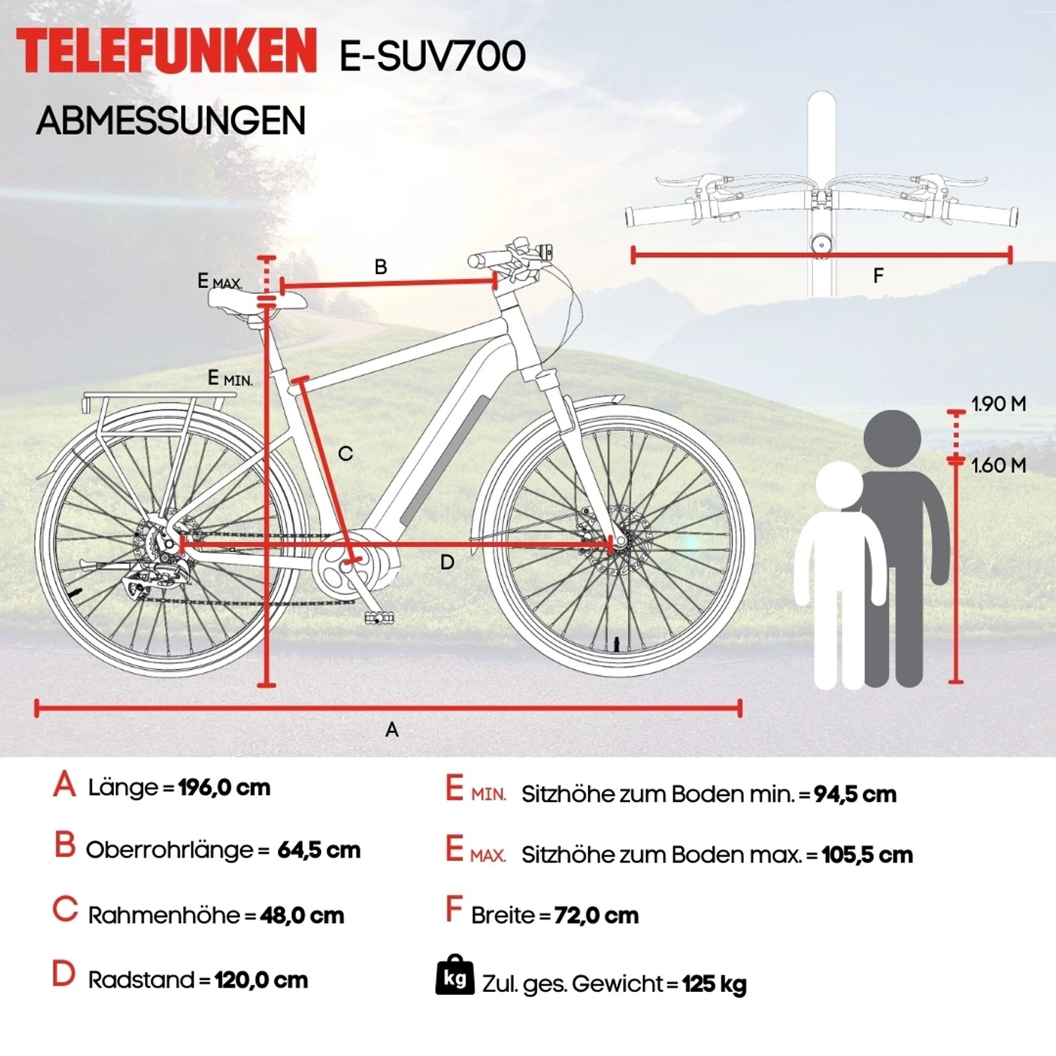 Telefunken SUV EBike 29 Zoll Mittelmotor 10Gang Kettenschaltung 720Wh