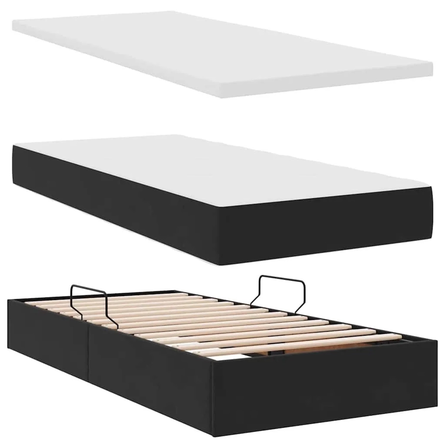 vidaXL Bett mit LED-Licht, schwarz, 180x200 cm, Samt. Bettgestell mit Lattenrost und Matratze.