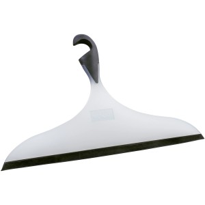 Wenko Badezimmerwischer XXL Loano, weiß/schwarz, mit Haken zum Aufhängen.