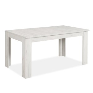 Weißer, rechteckiger Homestyle4u Esstisch aus Holz, 90x160 cm, ausziehbar. Landhausstil mit sichtbarer Holzmaserung.