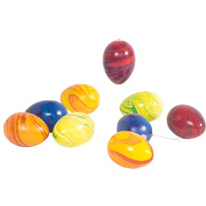 Brauns-Heitmann Ostereier, 9 marmorierte Deko-Eier in Rot, Gelb, Blau und Orange, ca. 6 cm groß.