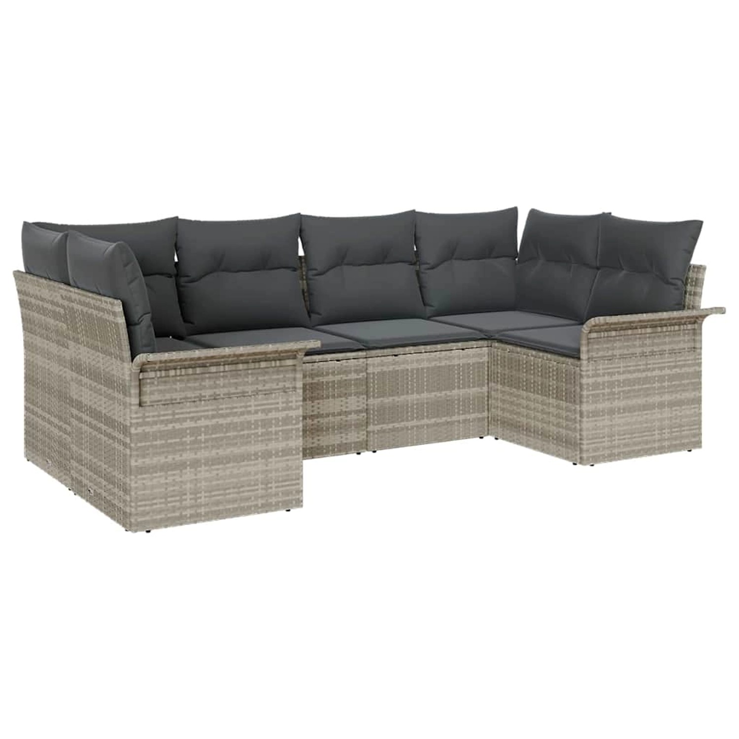 vidaXL Garten-Sofa-Set mit Kissen 6-Tlg Hellgrau Poly Rattan 3354171 günstig online kaufen