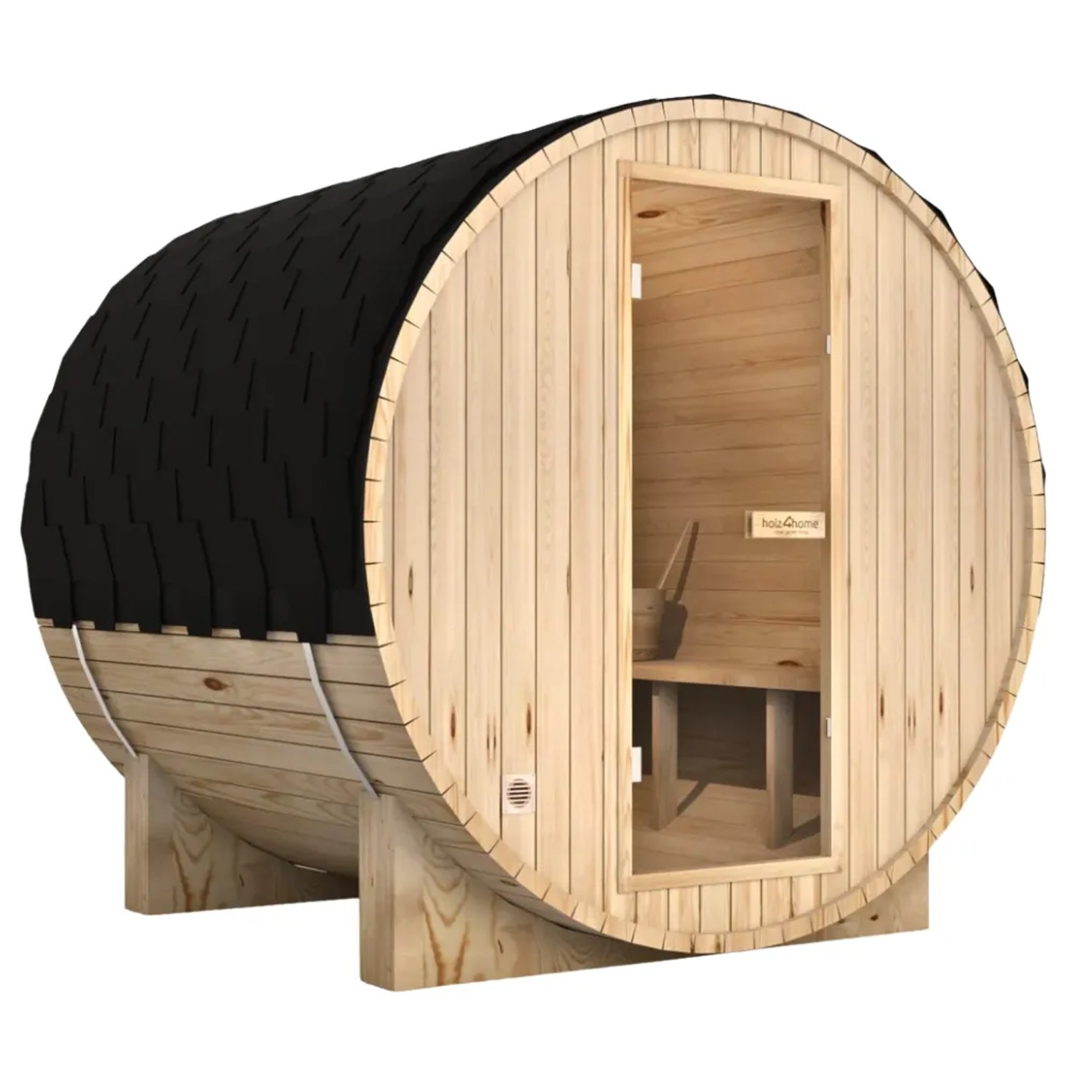 DELUKE Fasssauna Outdoor mit Elektroofen PIET für 4 Personen mit Saunazubehör Außensauna Gartensauna Saunafass Mit Externer Montage