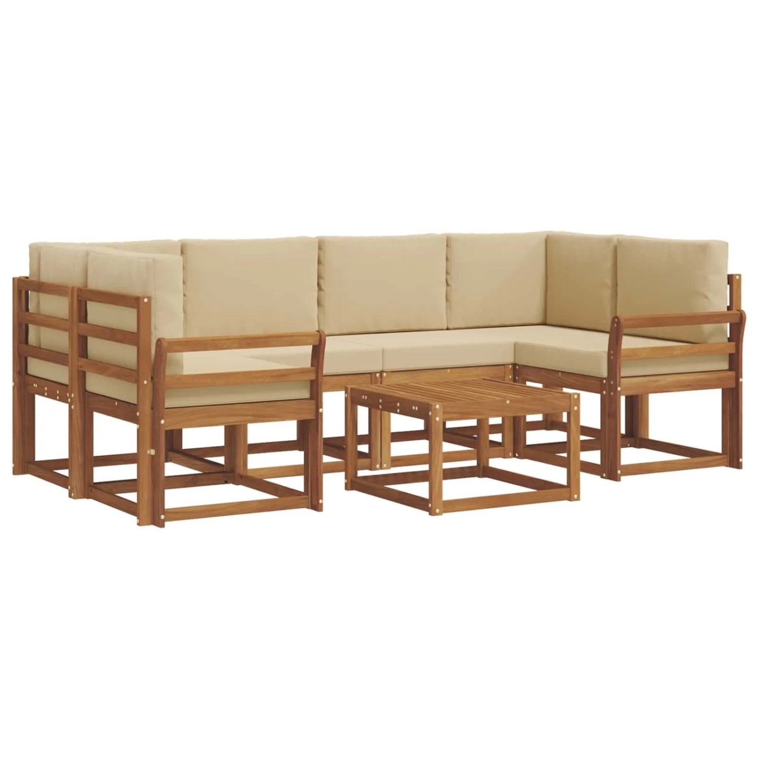 vidaXL Outdoor-Sofagarnitur mit Kissen 7-Tlg Natur und Beige 3366081