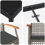 vidaXL Garten Essgruppe, 3-teilig, grau, Poly Rattan, Details von Tischplatte, Stuhlarmlehne und Gestell.